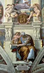 Sixtinische Kapelle: Kumanaische Sibylle, 1510 (nach der Restaurierung, Detail)